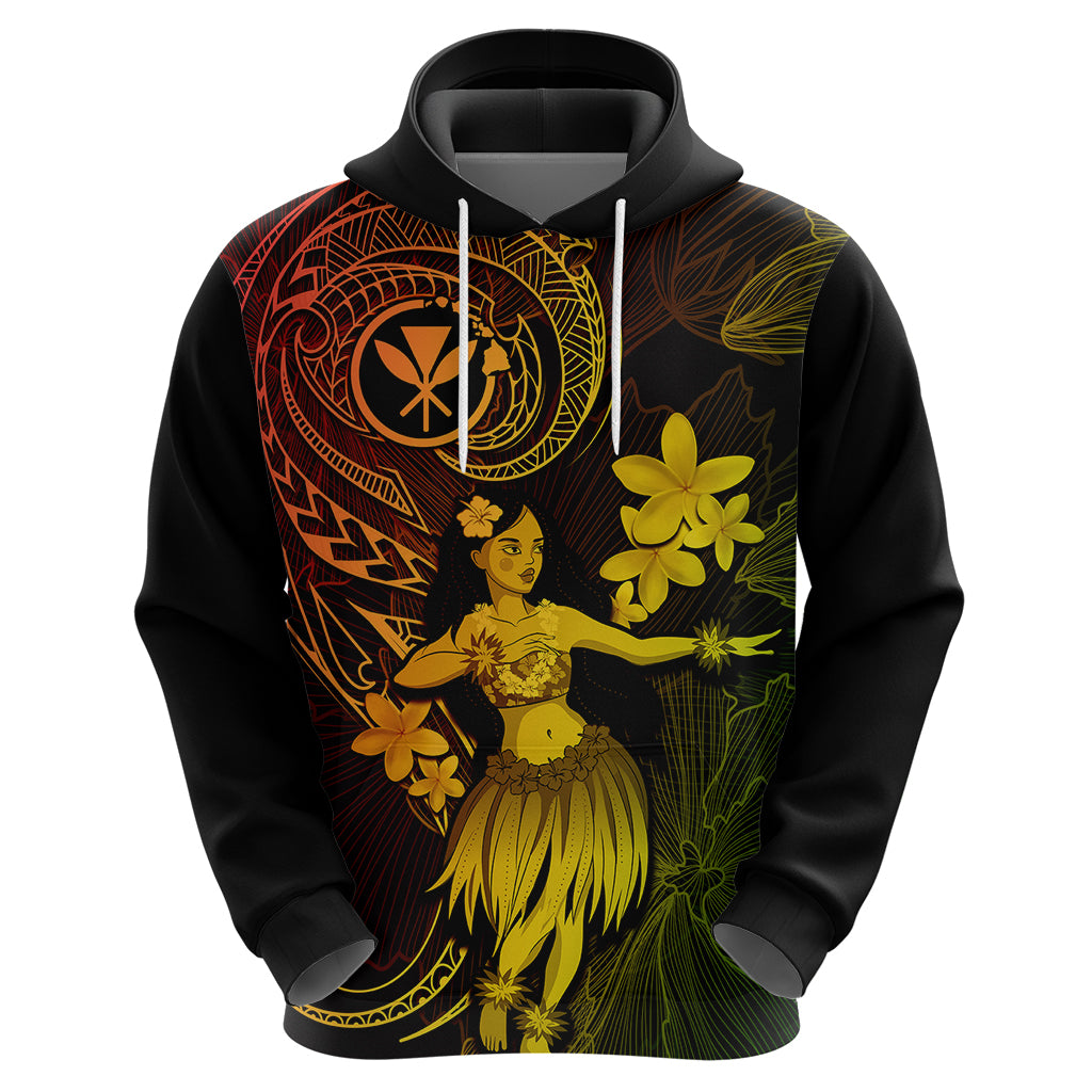 Hawaii Hoodie Hula Girl Mix Polynesian Plumeria Reggae Version LT14 - Polynesian Pride