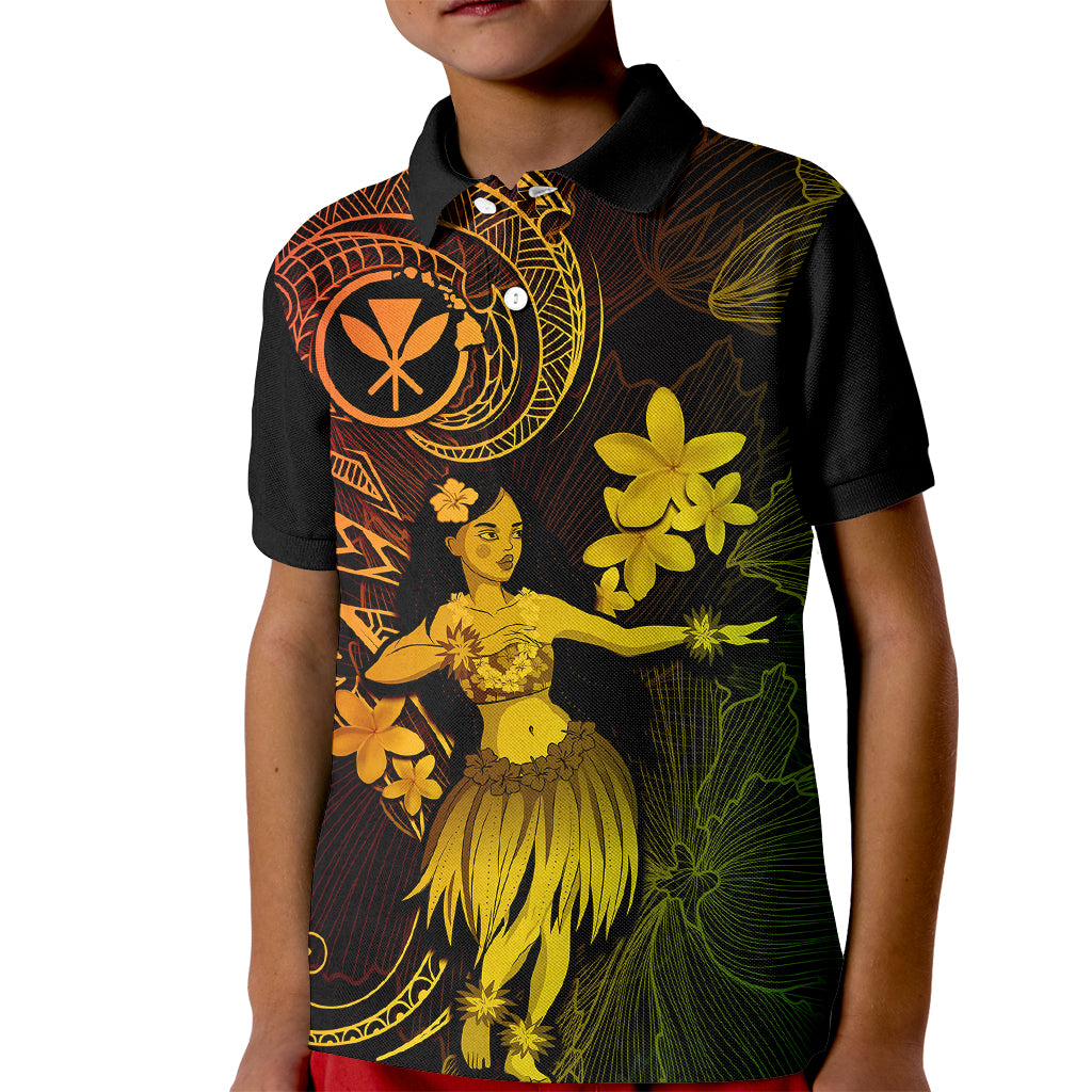 Hawaii Kid Polo Shirt Hula Girl Mix Polynesian Plumeria Reggae Version LT14 Kid Reggae - Polynesian Pride
