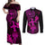 Hawaii Couples Matching Off Shoulder Maxi Dress and Long Sleeve Button Shirts Hula Girl Mix Polynesian Plumeria Pink Version LT14 Pink - Polynesian Pride