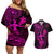 Hawaii Couples Matching Off Shoulder Short Dress and Hawaiian Shirt Hula Girl Mix Polynesian Plumeria Pink Version LT14 Pink - Polynesian Pride