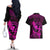 Hawaii Couples Matching Off The Shoulder Long Sleeve Dress and Hawaiian Shirt Hula Girl Mix Polynesian Plumeria Pink Version LT14 - Polynesian Pride