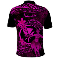 Hawaii Polo Shirt Hula Girl Mix Polynesian Plumeria Pink Version LT14 - Polynesian Pride