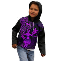 Hawaii Kid Hoodie Hula Girl Mix Polynesian Plumeria Purple Version LT14 - Polynesian Pride