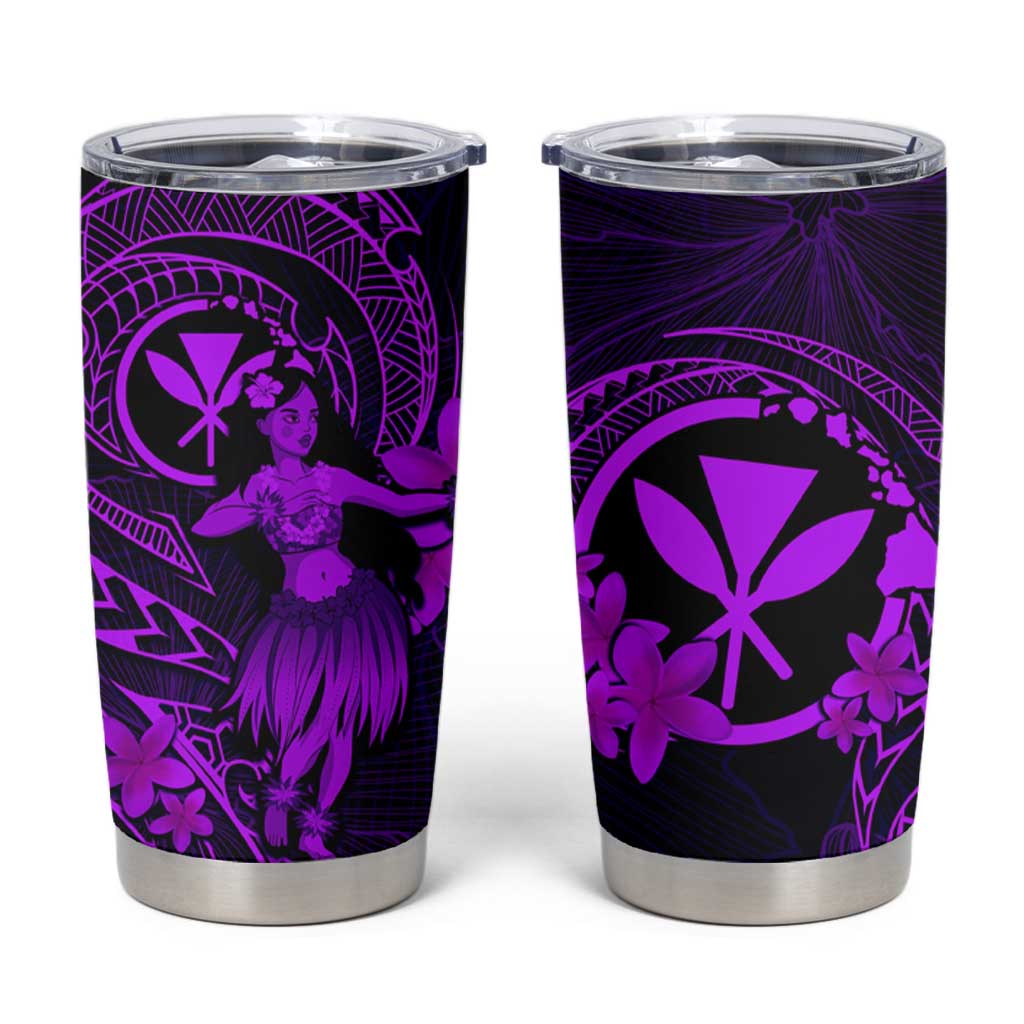 Hawaii Tumbler Cup Hula Girl Mix Polynesian Plumeria Purple Version