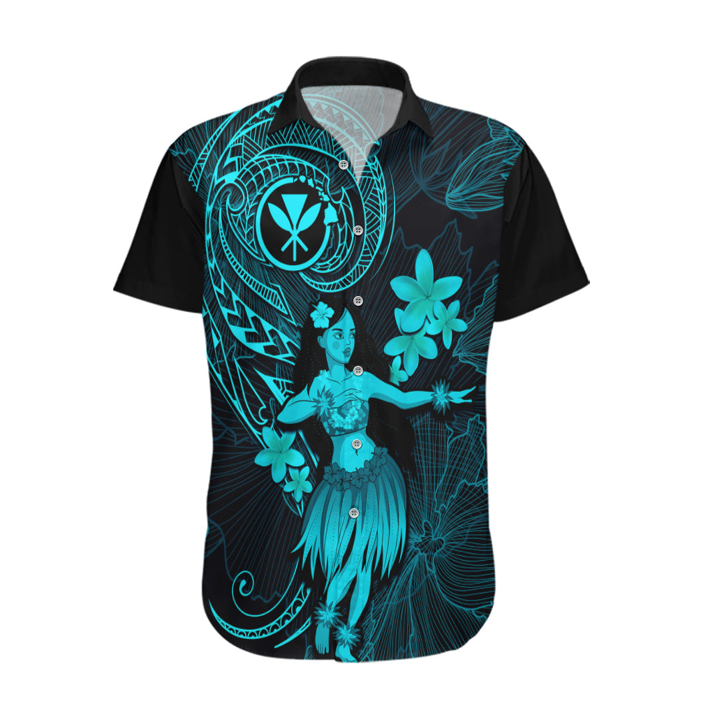 Hawaii Hawaiian Shirt Hula Girl Mix Polynesian Plumeria Turquoise Version LT14 Turquoise - Polynesian Pride