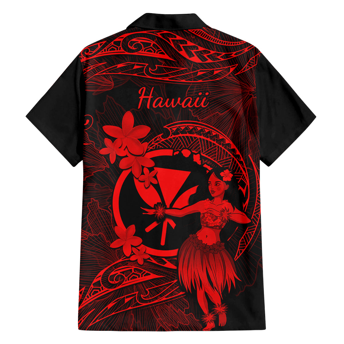 Hawaii Family Matching Tank Maxi Dress and Hawaiian Shirt Hula Girl Mix Polynesian Plumeria Red Version LT14 - Polynesian Pride