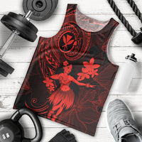 Hawaii Men Tank Top Hula Girl Mix Polynesian Plumeria Red Version LT14 Red - Polynesian Pride