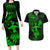 Hawaii Couples Matching Long Sleeve Bodycon Dress and Hawaiian Shirt Hula Girl Mix Polynesian Plumeria Green Version LT14 Green - Polynesian Pride