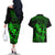 Hawaii Couples Matching Off The Shoulder Long Sleeve Dress and Hawaiian Shirt Hula Girl Mix Polynesian Plumeria Green Version LT14 - Polynesian Pride