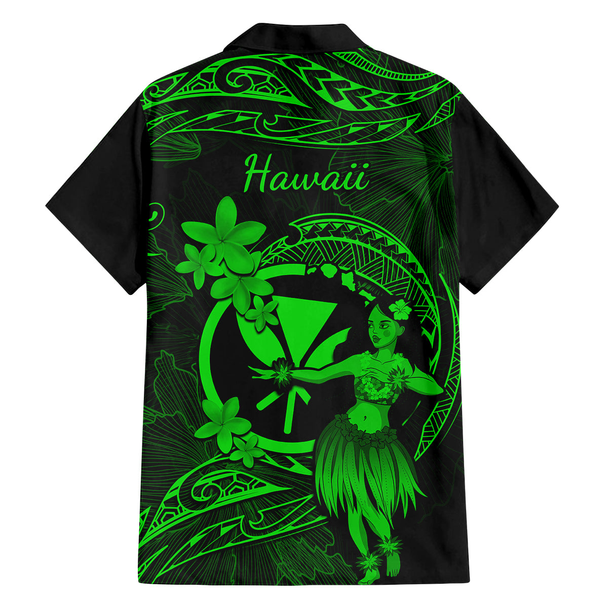 Hawaii Kid Hawaiian Shirt Hula Girl Mix Polynesian Plumeria Green Version LT14 - Polynesian Pride