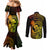 Hawaii Couples Matching Mermaid Dress and Long Sleeve Button Shirts King Kamehameha Mix Polynesian Plumeria Reggae Version LT14 - Polynesian Pride