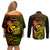 Hawaii Couples Matching Off Shoulder Short Dress and Long Sleeve Button Shirts King Kamehameha Mix Polynesian Plumeria Reggae Version LT14 - Polynesian Pride