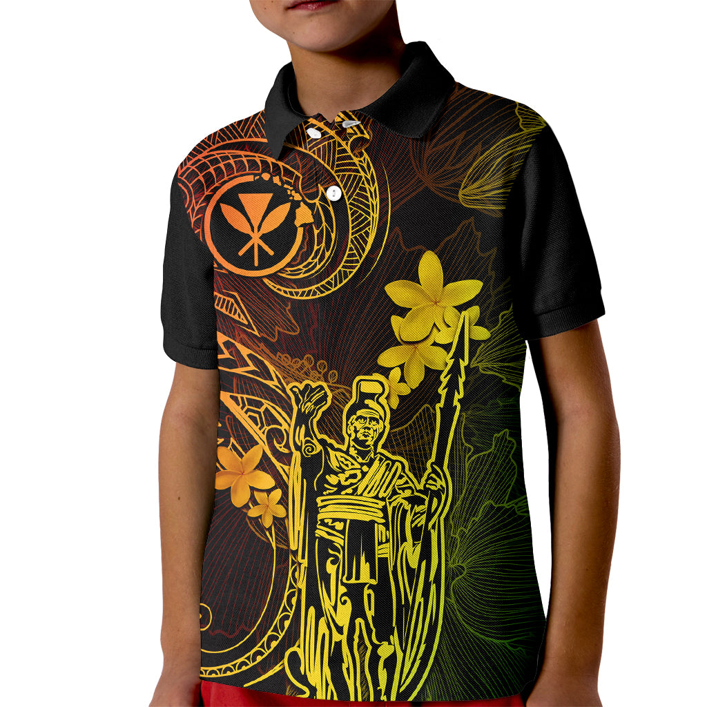 Hawaii Kid Polo Shirt King Kamehameha Mix Polynesian Plumeria Reggae Version LT14 Kid Reggae - Polynesian Pride