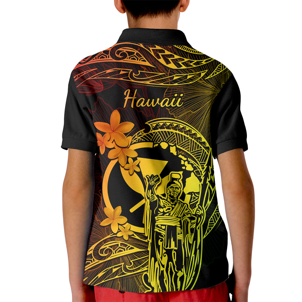 Hawaii Kid Polo Shirt King Kamehameha Mix Polynesian Plumeria Reggae Version LT14 - Polynesian Pride