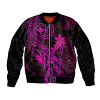 Hawaii Bomber Jacket King Kamehameha Mix Polynesian Plumeria Pink Version LT14 Unisex Pink - Polynesian Pride