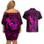 Hawaii Couples Matching Off Shoulder Short Dress and Hawaiian Shirt King Kamehameha Mix Polynesian Plumeria Pink Version LT14 - Polynesian Pride