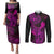 Hawaii Couples Matching Puletasi Dress and Long Sleeve Button Shirts King Kamehameha Mix Polynesian Plumeria Pink Version LT14 Pink - Polynesian Pride