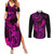 Hawaii Couples Matching Summer Maxi Dress and Long Sleeve Button Shirts King Kamehameha Mix Polynesian Plumeria Pink Version LT14 Pink - Polynesian Pride