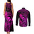 Hawaii Couples Matching Tank Maxi Dress and Long Sleeve Button Shirts King Kamehameha Mix Polynesian Plumeria Pink Version LT14 - Polynesian Pride