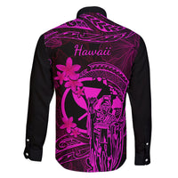 Hawaii Family Matching Tank Maxi Dress and Hawaiian Shirt King Kamehameha Mix Polynesian Plumeria Pink Version LT14 - Polynesian Pride