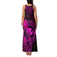Hawaii Family Matching Tank Maxi Dress and Hawaiian Shirt King Kamehameha Mix Polynesian Plumeria Pink Version LT14 - Polynesian Pride