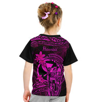 Hawaii Kid T Shirt King Kamehameha Mix Polynesian Plumeria Pink Version LT14 - Polynesian Pride