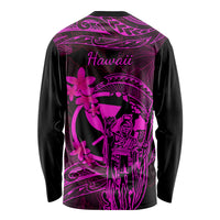 Hawaii Long Sleeve Shirt King Kamehameha Mix Polynesian Plumeria Pink Version LT14 - Polynesian Pride