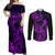 Hawaii Couples Matching Off Shoulder Maxi Dress and Long Sleeve Button Shirts King Kamehameha Mix Polynesian Plumeria Purple Version LT14 Purple - Polynesian Pride