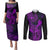 Hawaii Couples Matching Puletasi Dress and Long Sleeve Button Shirts King Kamehameha Mix Polynesian Plumeria Purple Version LT14 Purple - Polynesian Pride