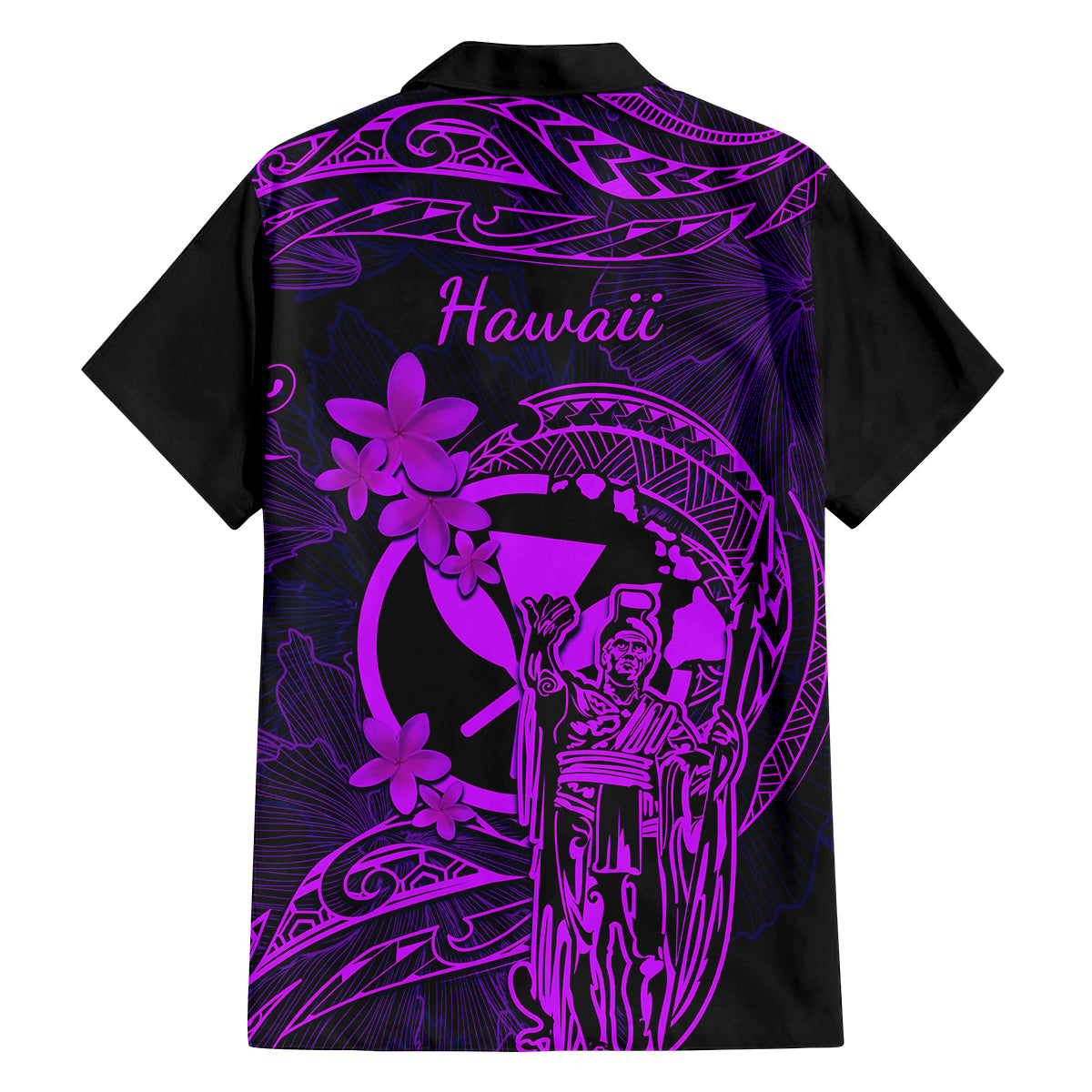 Hawaii Family Matching Tank Maxi Dress and Hawaiian Shirt King Kamehameha Mix Polynesian Plumeria Purple Version LT14 - Polynesian Pride