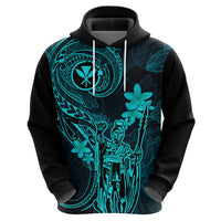 Hawaii Hoodie King Kamehameha Mix Polynesian Plumeria Turquoise Version LT14 - Polynesian Pride