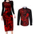 Hawaii Couples Matching Long Sleeve Bodycon Dress and Long Sleeve Button Shirts King Kamehameha Mix Polynesian Plumeria Red Version LT14 Red - Polynesian Pride