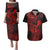 Hawaii Couples Matching Puletasi Dress and Hawaiian Shirt King Kamehameha Mix Polynesian Plumeria Red Version LT14 Red - Polynesian Pride