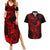 Hawaii Couples Matching Summer Maxi Dress and Hawaiian Shirt King Kamehameha Mix Polynesian Plumeria Red Version LT14 Red - Polynesian Pride