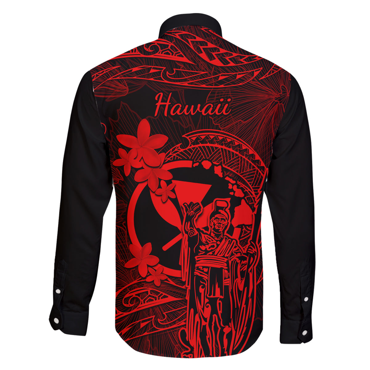 Hawaii Family Matching Tank Maxi Dress and Hawaiian Shirt King Kamehameha Mix Polynesian Plumeria Red Version LT14 - Polynesian Pride