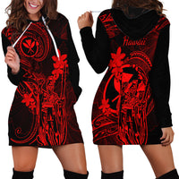 Hawaii Hoodie Dress King Kamehameha Mix Polynesian Plumeria Red Version LT14 - Polynesian Pride