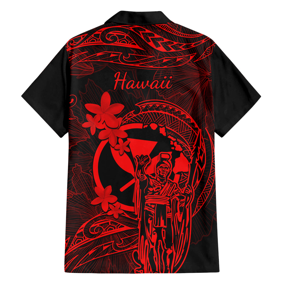 Hawaii Kid Hawaiian Shirt King Kamehameha Mix Polynesian Plumeria Red Version LT14 - Polynesian Pride