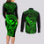Hawaii Couples Matching Long Sleeve Bodycon Dress and Long Sleeve Button Shirts King Kamehameha Mix Polynesian Plumeria Green Version LT14 - Polynesian Pride