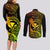 Hawaii Couples Matching Long Sleeve Bodycon Dress and Long Sleeve Button Shirts Pineapple Mix Polynesian Plumeria Reggae Version LT14 - Polynesian Pride