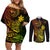 Hawaii Couples Matching Off Shoulder Short Dress and Long Sleeve Button Shirts Pineapple Mix Polynesian Plumeria Reggae Version LT14 Reggae - Polynesian Pride