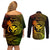 Hawaii Couples Matching Off Shoulder Short Dress and Long Sleeve Button Shirts Pineapple Mix Polynesian Plumeria Reggae Version LT14 - Polynesian Pride