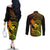 Hawaii Couples Matching Off The Shoulder Long Sleeve Dress and Long Sleeve Button Shirts Pineapple Mix Polynesian Plumeria Reggae Version LT14 - Polynesian Pride