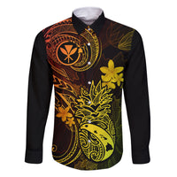 Hawaii Family Matching Off Shoulder Maxi Dress and Hawaiian Shirt Pineapple Mix Polynesian Plumeria Reggae Version LT14 Dad's Shirt - Long Sleeve Reggae - Polynesian Pride