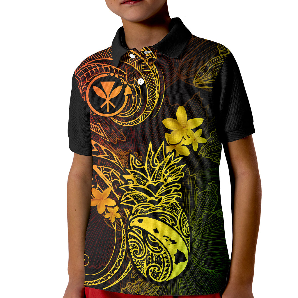 Hawaii Kid Polo Shirt Pineapple Mix Polynesian Plumeria Reggae Version LT14 Kid Reggae - Polynesian Pride