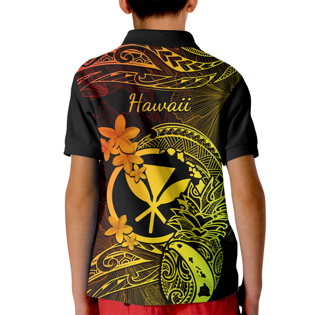 Hawaii Kid Polo Shirt Pineapple Mix Polynesian Plumeria Reggae Version LT14 - Polynesian Pride
