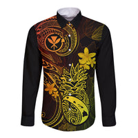 Hawaii Long Sleeve Button Shirt Pineapple Mix Polynesian Plumeria Reggae Version LT14 Unisex Reggae - Polynesian Pride