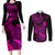 Hawaii Couples Matching Long Sleeve Bodycon Dress and Long Sleeve Button Shirts Pineapple Mix Polynesian Plumeria Pink Version LT14 Pink - Polynesian Pride