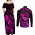 Hawaii Couples Matching Off Shoulder Maxi Dress and Long Sleeve Button Shirts Pineapple Mix Polynesian Plumeria Pink Version LT14 - Polynesian Pride