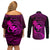 Hawaii Couples Matching Off Shoulder Short Dress and Long Sleeve Button Shirts Pineapple Mix Polynesian Plumeria Pink Version LT14 - Polynesian Pride