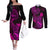 Hawaii Couples Matching Off The Shoulder Long Sleeve Dress and Long Sleeve Button Shirts Pineapple Mix Polynesian Plumeria Pink Version LT14 Pink - Polynesian Pride